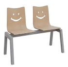 SMILE PLUS 2, dřevěná lavice do čekárny, 2-sedák, dub bělený, kostra stříbrná